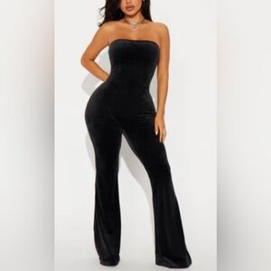 Elegant Black Velvet Jumpsuit